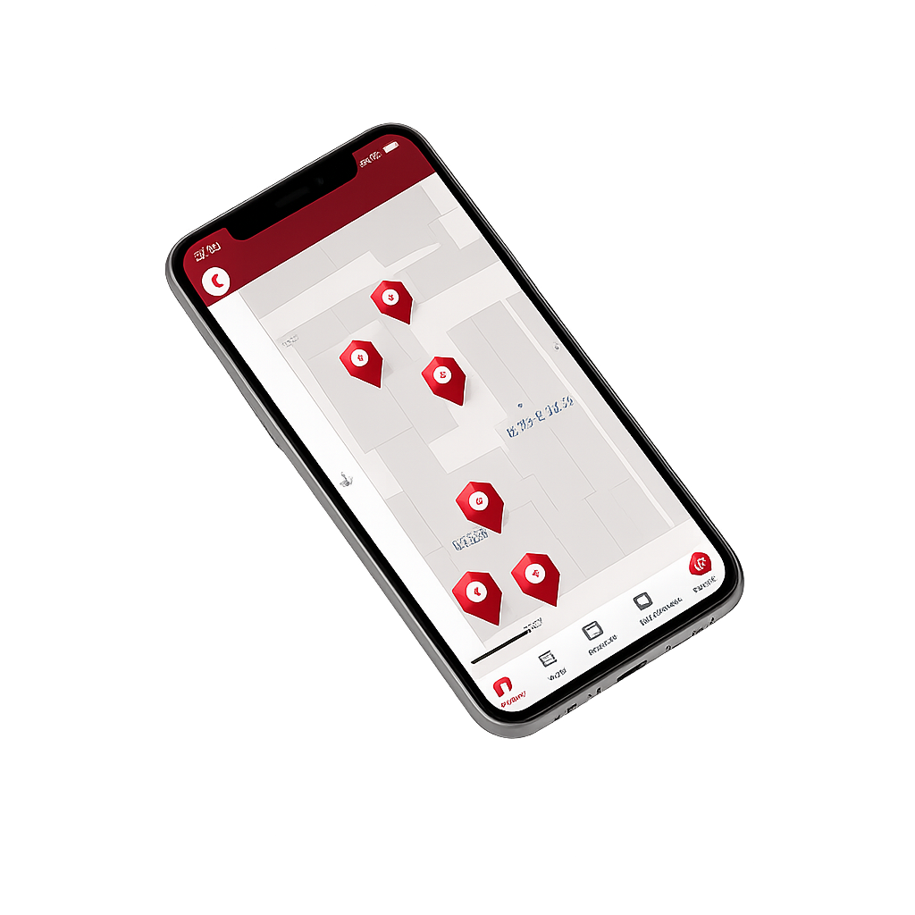 MaNavi app showing map view